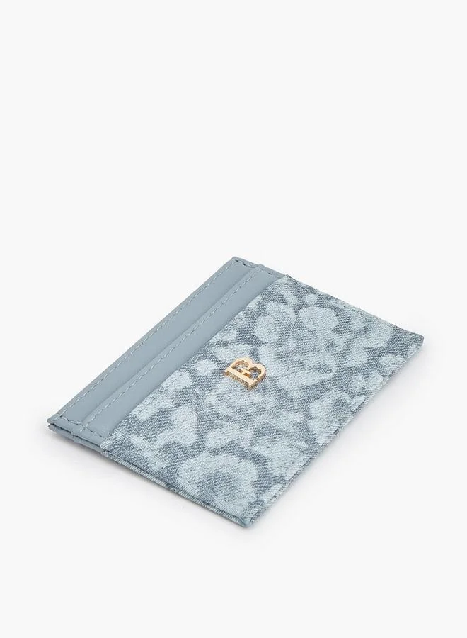 Flora Bella By Shoexpress Blue Textured Card Holder With Monogram Detail for Women | Best Price UAE
